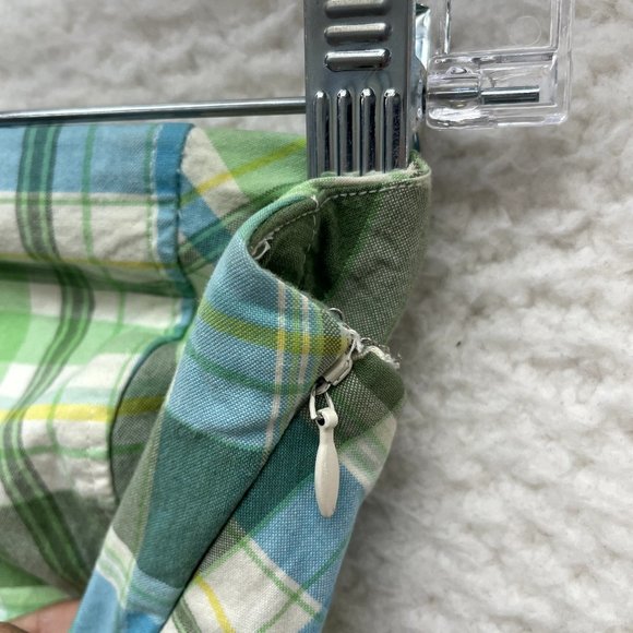 Y2K 2000s Vintage Gap Shift Dress 8 M Medium Green Blue Plaid Strapless Summer - Picture 4 of 12